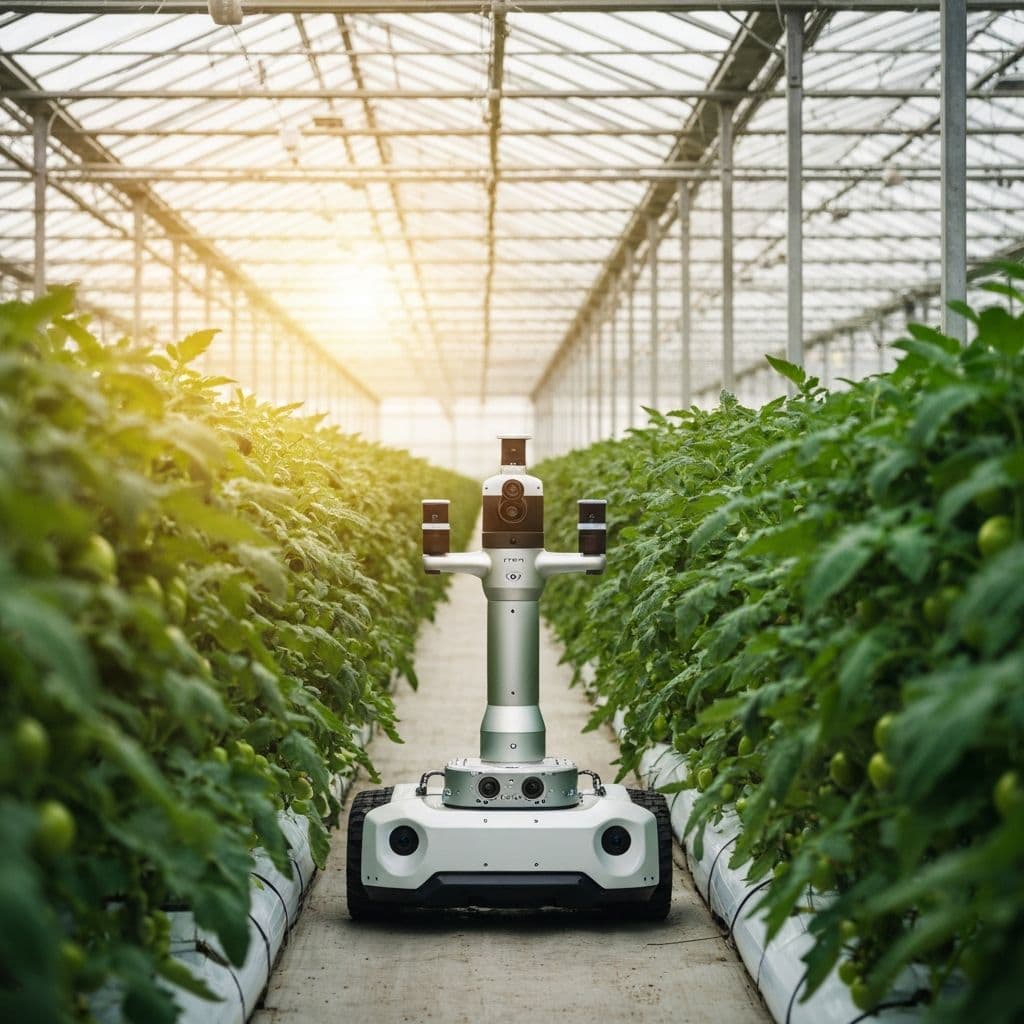 Agricultural greenhouse measurement robot in operation